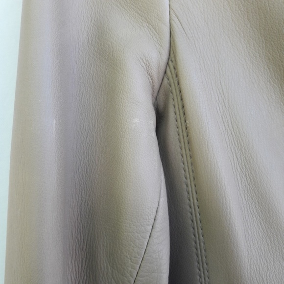 Theory Jacket Blazer Buttery Soft Leather Striped Sleeve Lining Beige Designer M - Picture 8 of 8